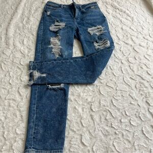 American Eagle Mom Jean Blue Size 2 Women’s Denim Distressed Straight Leg